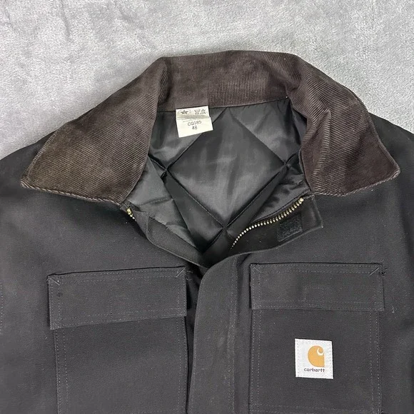 Carhartt Duck Chore Coat Black Quilt Lined USA Union Made Sz 48